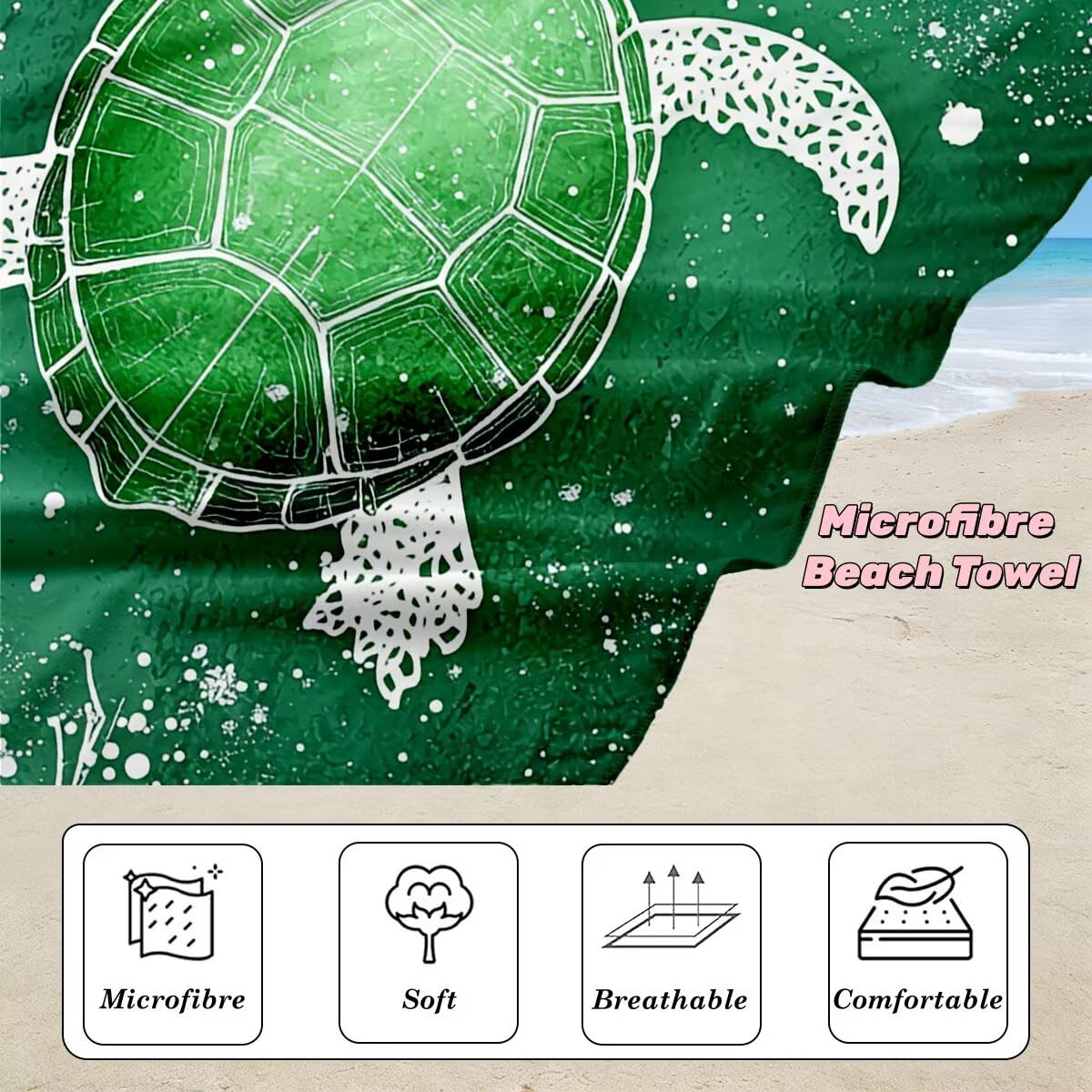 Serviette de Plage XXL 90x200 cm, Lot de 2 Serviette de Bain Microfibre, Anti Sable Serviettes Plage, Séchage Rapide Drap de Bain pour Homme Femme, Portable Fine Serviettes pour Fitness (Rétro) -4059
