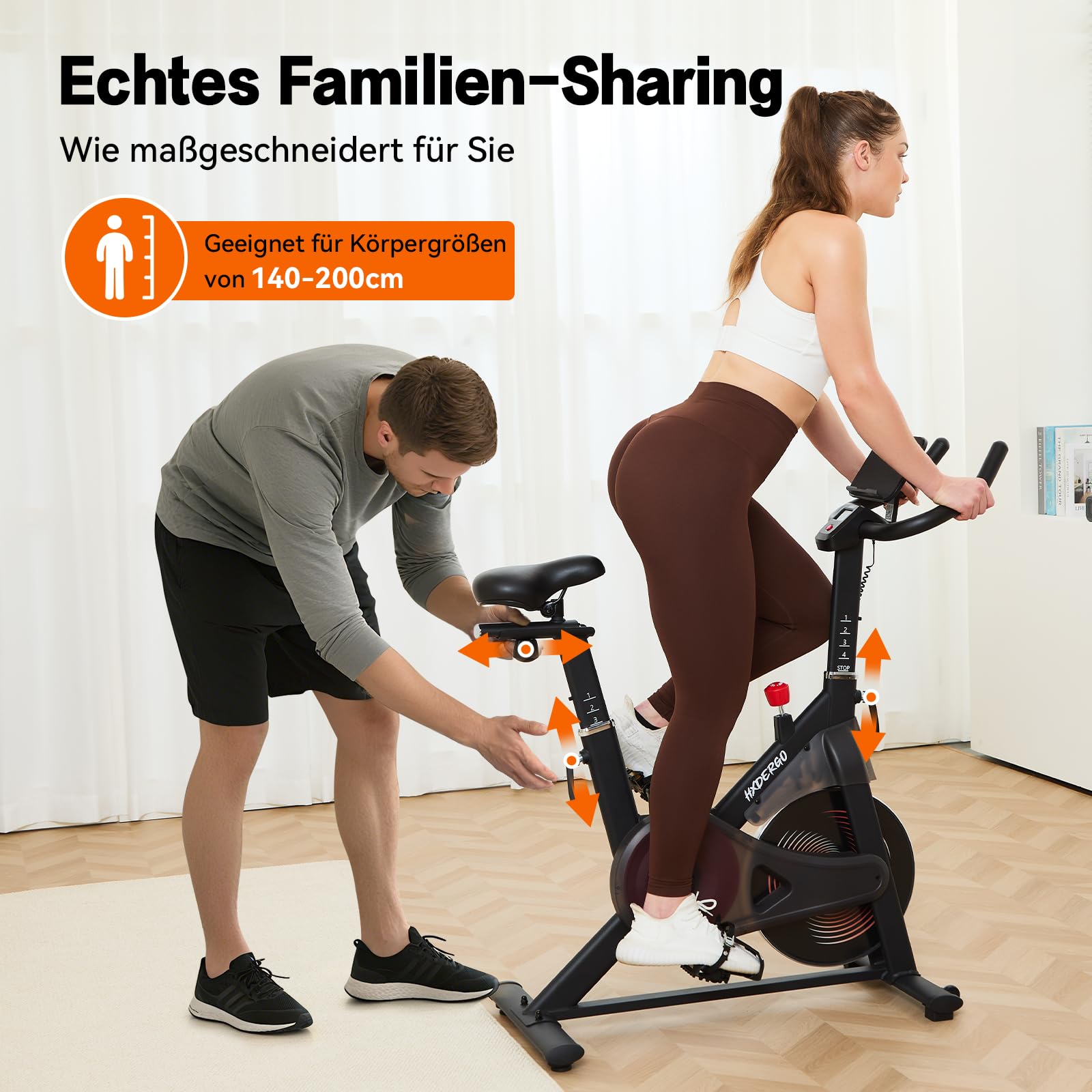HXD-ERGO Heimtrainer Fahrrad mit Verstellbarem Widerstand, Leises Hometrainer Fahrrad mit Verbessertem LCD-Monitor, Tablet-Halter, Indoor Cycling Bike für Kardiotraining zu Hause, Bis 150KG