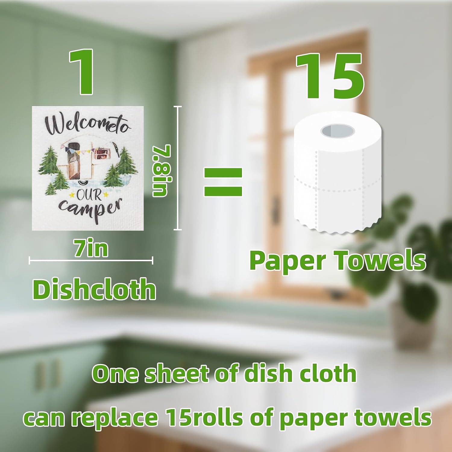 6 Pack Swedish Dishcloths – Super Absorbent, Reusable & Eco-Friendly Kitchen Towels (Fruit/Lavender/Camping/Solid Colors) (Fruit Party) image 2