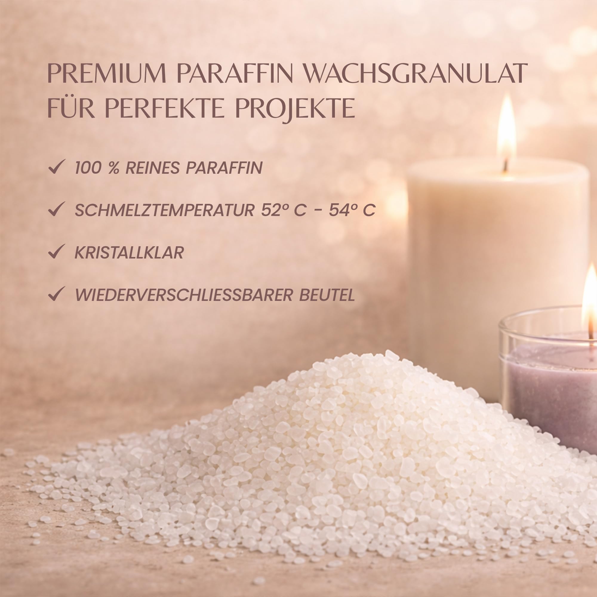 Kerzenwachs Granulat - 5 Kg - Weiß - in Pulverform zur Herstellung von Kerzen - Paraffin Wachsgranulat Hochrein - Made in Germany - CAVSGL
