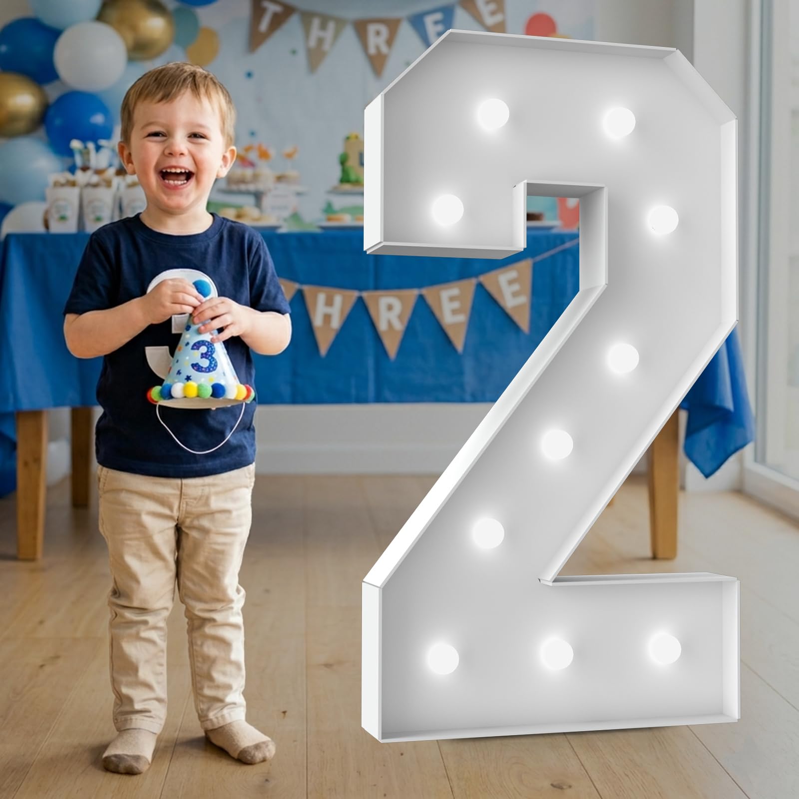 3FT Marquee Light Up Number - Marquee Numbers 3 Feet Tall, Large Led Sign For Baby Shower,Party,Birthday Decorations,Graduation,Prom(Number 2)