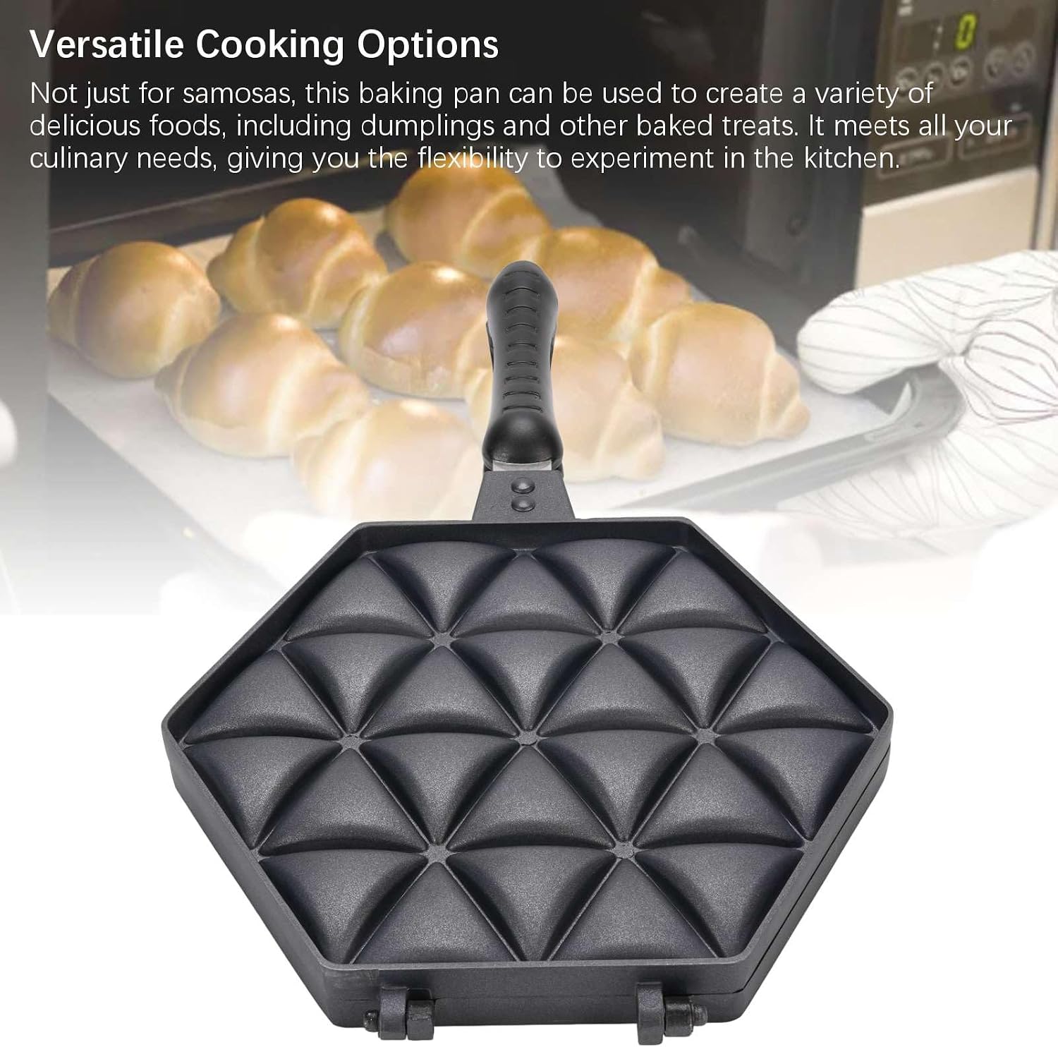 Zunate Samosa Making Pan, Aluminum Alloy Anti Stick Baking Plate High Efficiency Cooking Tray for Samosa Dumplings Snacks Home Kitchen Party Use
