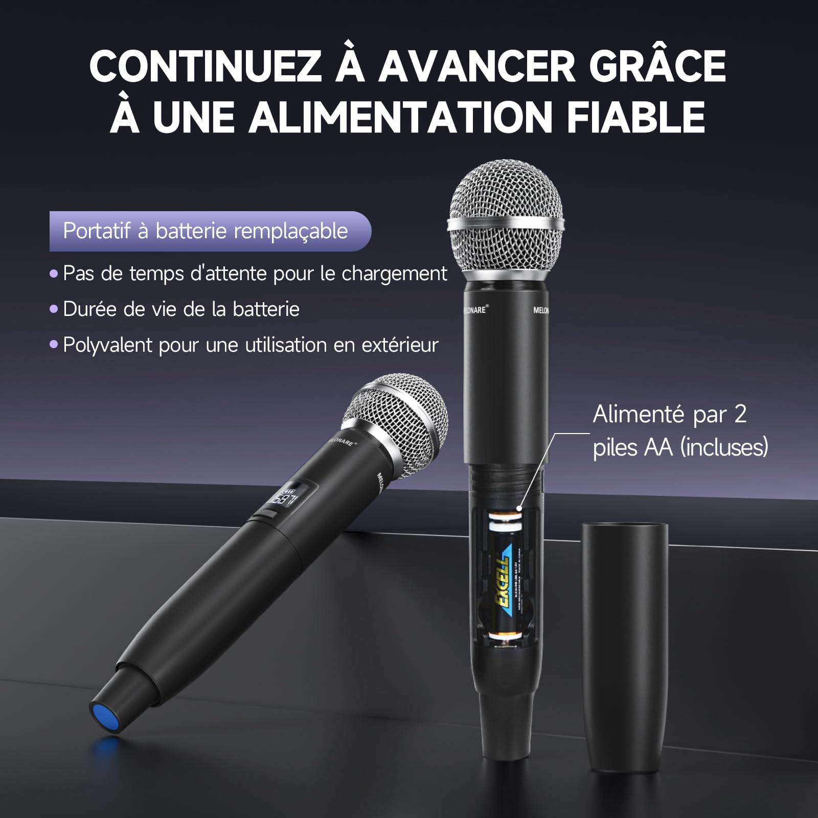 MELONARE Système Micro Sans Fil UHF Double Auto Scan MWU-20-2H