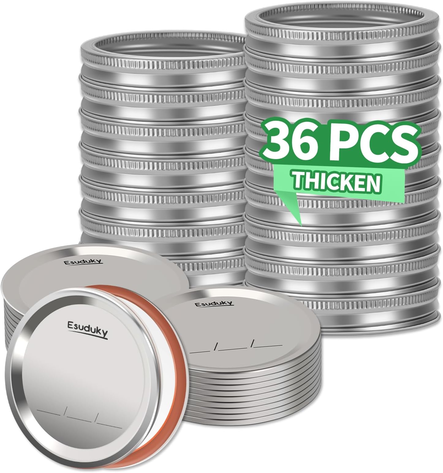 12 Pcs Antirust Regular Mouth Mason Jar Lids with Rings for