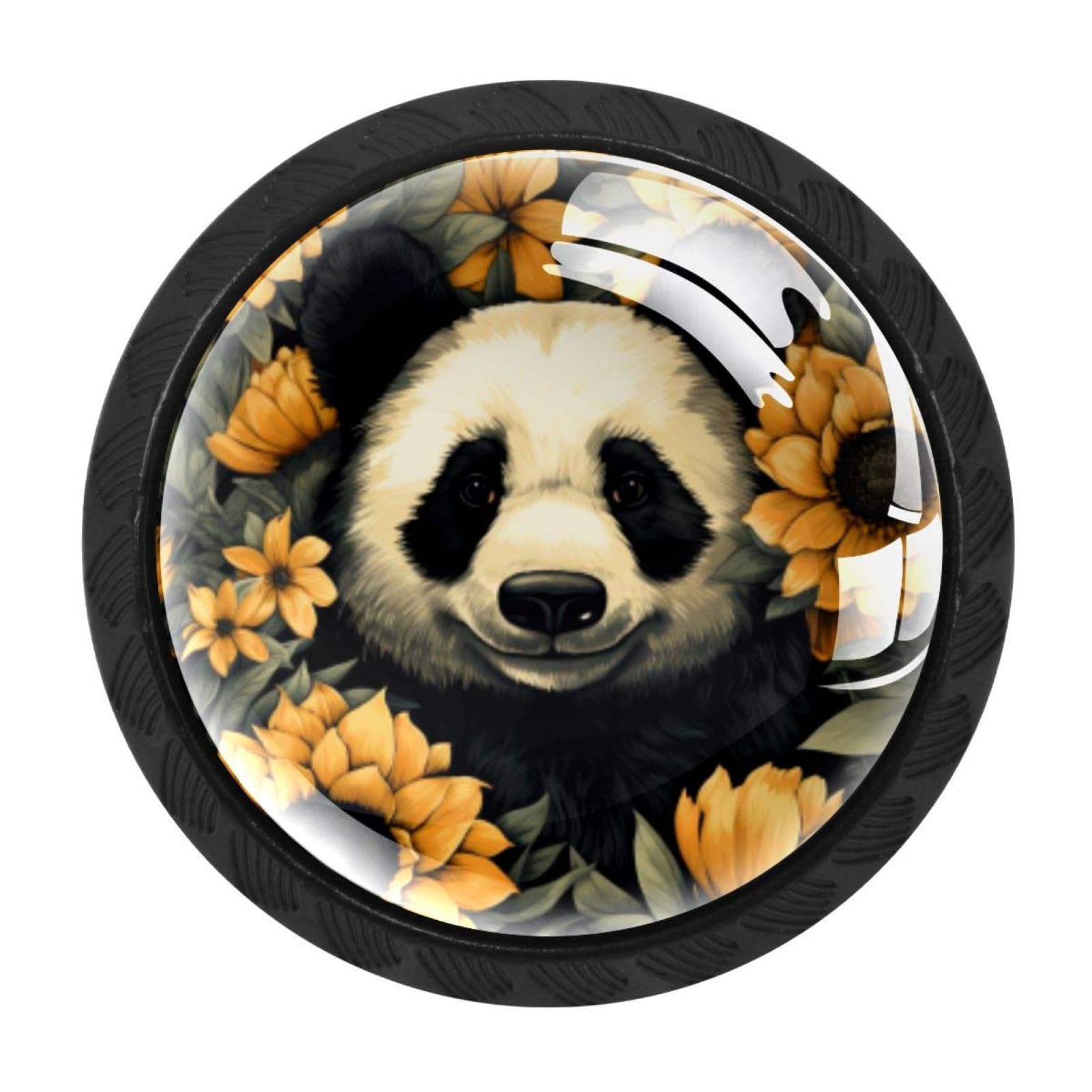 CHENZZZZ 4 Pack Panda Sunflower Kitchen Cabinet Knobs Drawer Knobs Door Dresser Handles for Personalized Gifts Great for Any Occasion