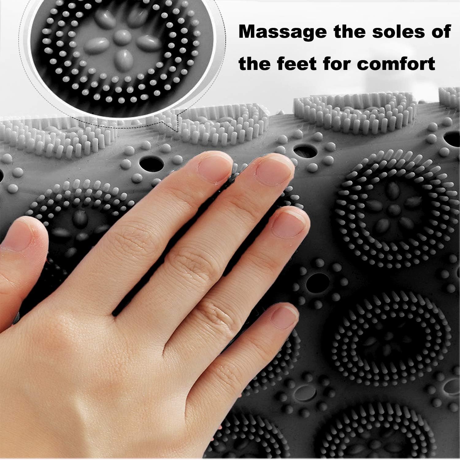 Round Shower Mat, Round Non-Slip Bath Mat With Suction Cup, Massage Function - Image 3