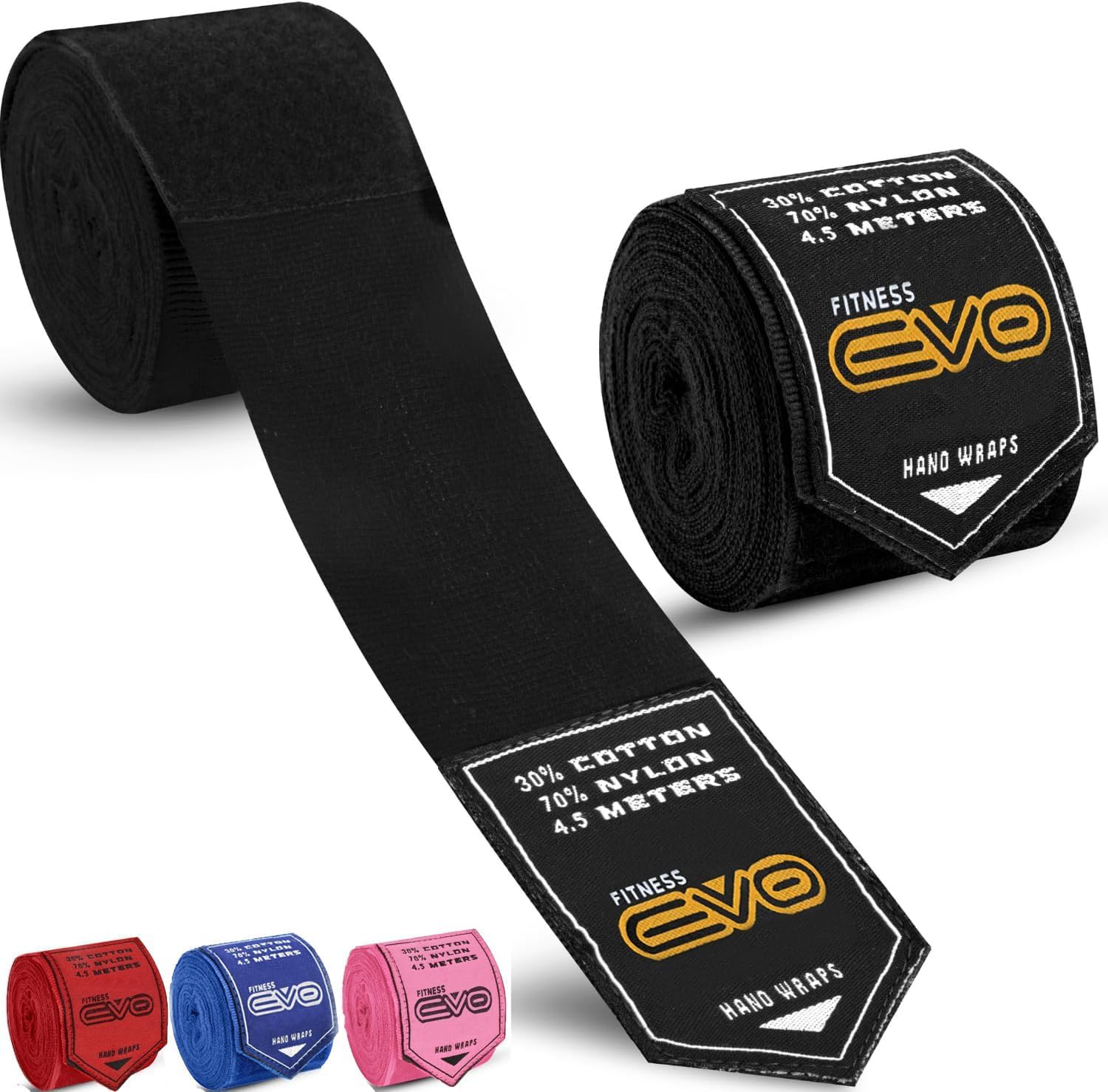 EVO Fitness Bandages Boxing Hand Wraps Elasticated 4.5 meter MMA Martial Arts Inner Gloves Mitts Protector Muay Thai Kick Boxing