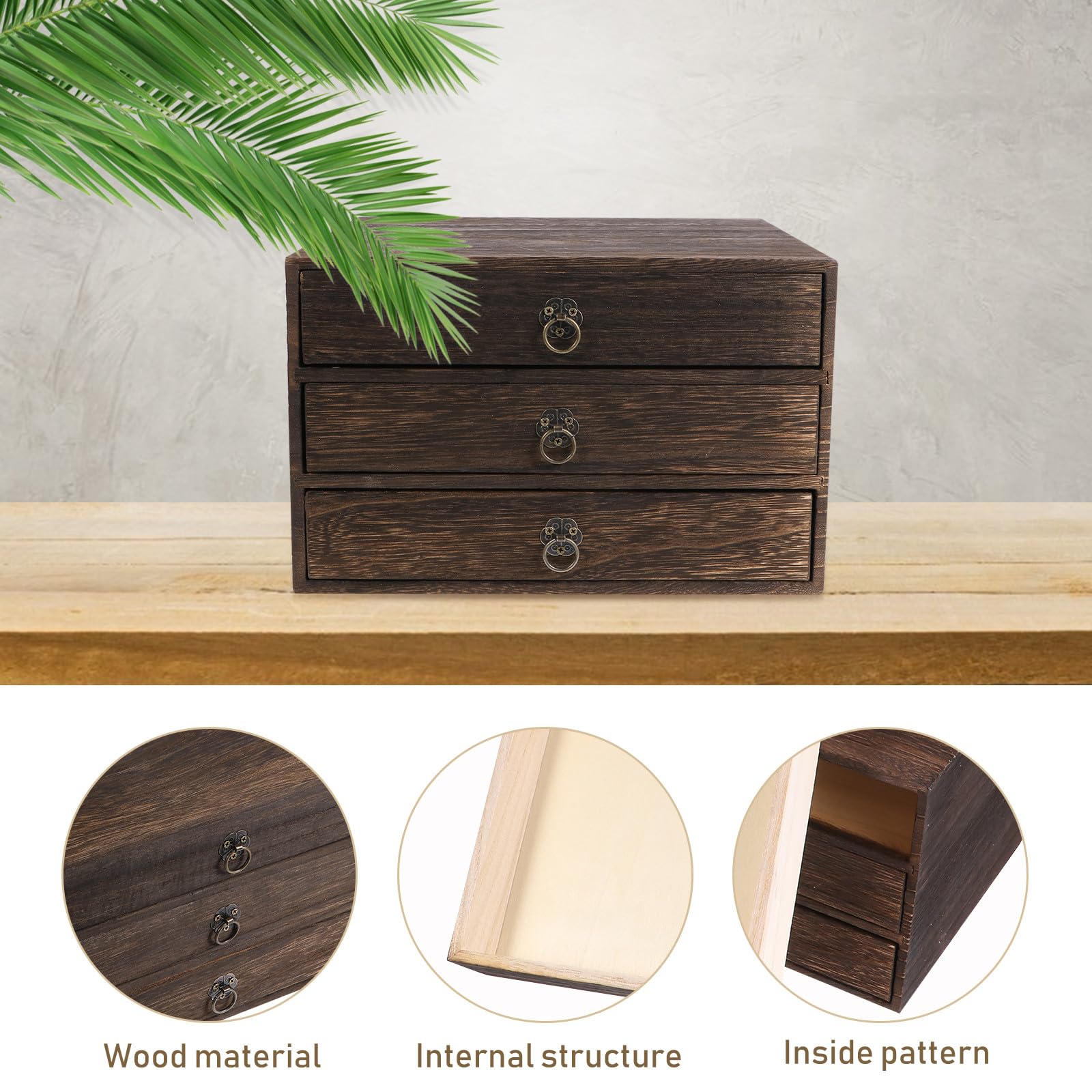 Homoyoyo Scatola da Scrivania Tipo Cassetto in Legno a 3 Strati, Organizer Laterale Scrivania per Piccoli Oggetti, Cassettiera Ufficio Compatta, Accessori Home Office