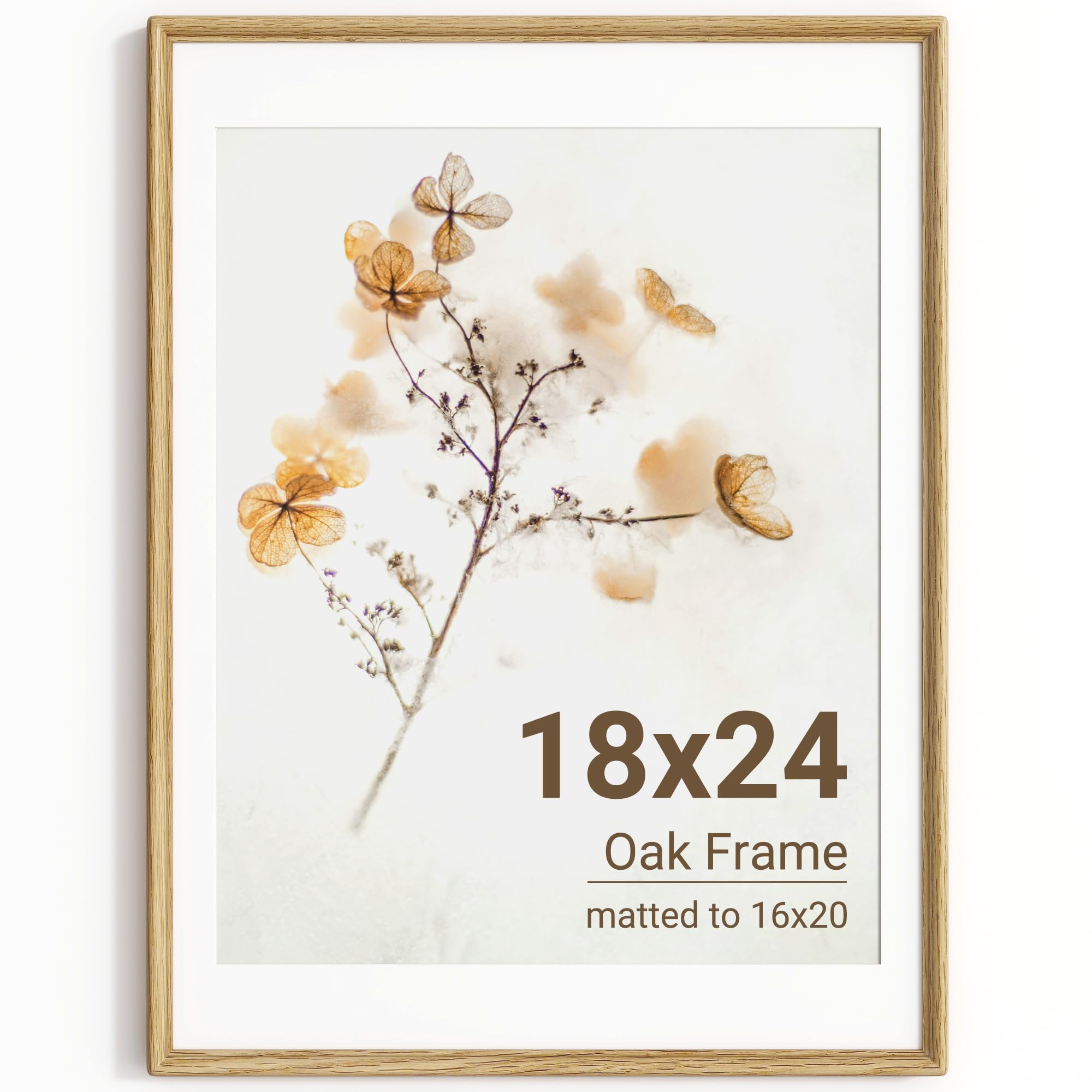 KovaScape 18x24 Photo Frame, Solid Oak Wood Picture Frame with HD Tempered Glass, Handcrafted Real Wood Frame with Mount for 16x20 Photo, Rounded Corner Design, Wall Hanging — image 1