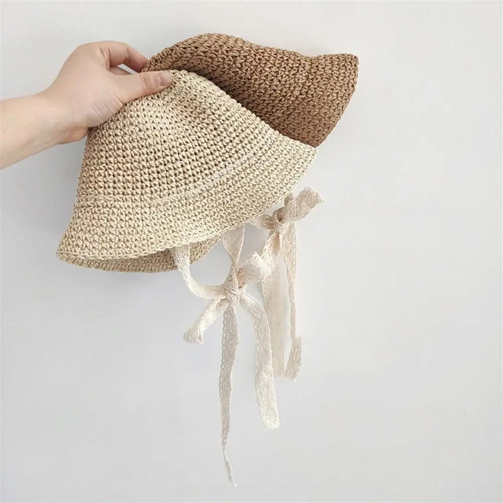 Chapeau de Soleil for Petite Fille, Chapeau de Paille, Chapeau en Dentelle, Chapeau d'été en Paille avec nœud, Chapeau de Plage, Chapeaux de Princesse