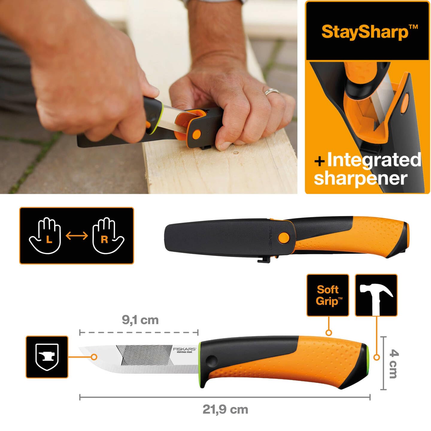 Fiskars 156018-1023619 Bileyicili Ağır İş Bıçağı