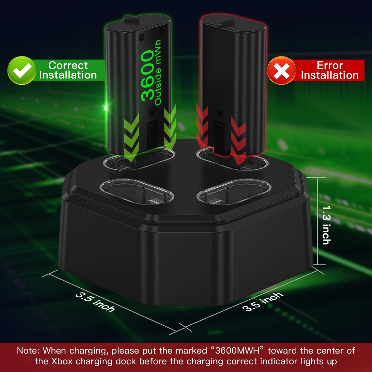 4 Pack Rechargeable Batteries for Xbox Series X|S Controller,Charger Dock with 4 x 3600mWh NiMH Battery for Xbox One/Xbox Series X|S,Xbox One S/X/Elite Wireless Controller - Image 6