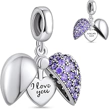 NINGAN "I Love You" Love Heart Beads Charms 925 Sterling Silver Charm Bead Compatible for European Bracelets