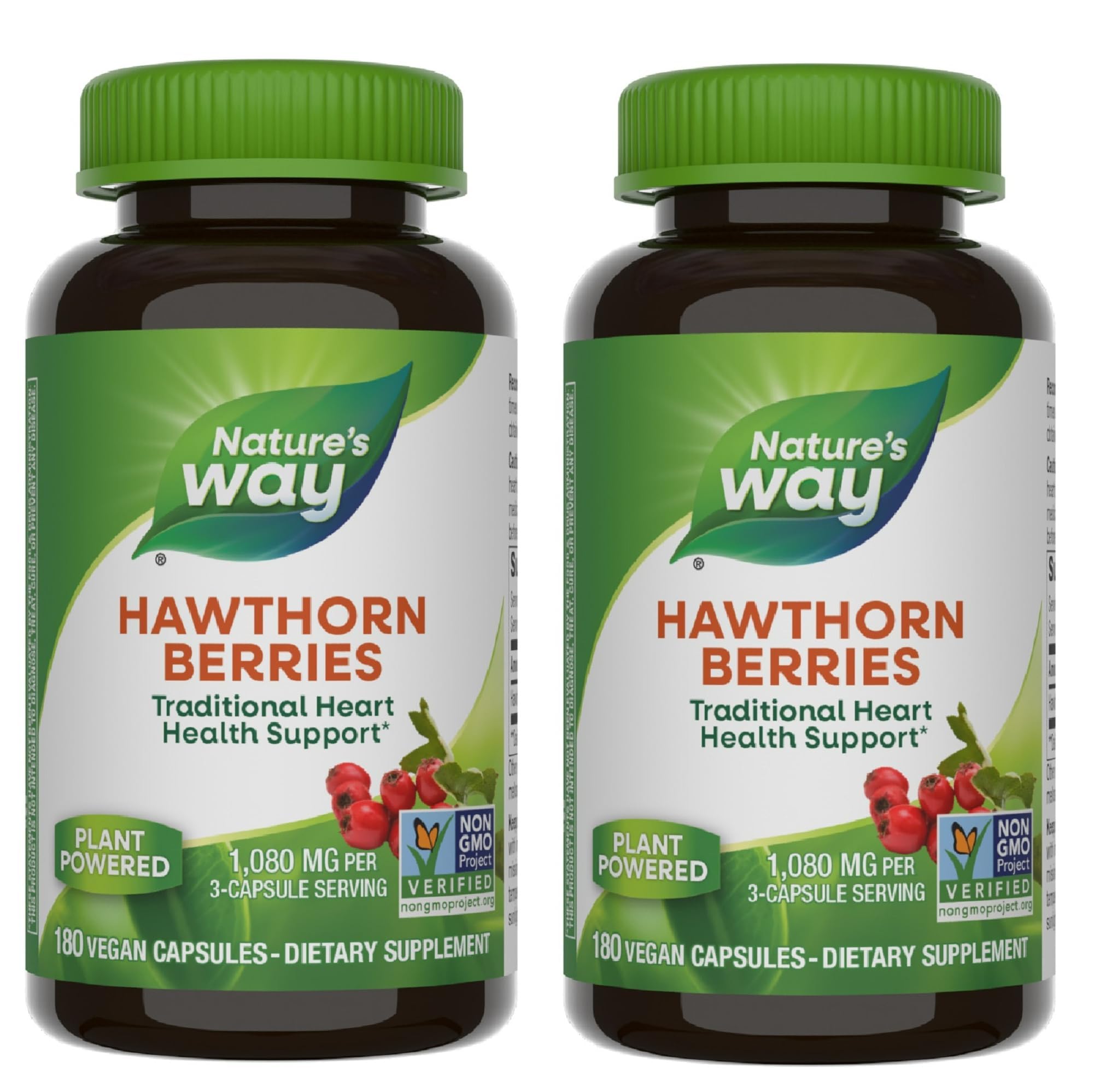 Nature's Way Herbal Hawthorn Berries, Traditional Heart Health Support*, 180 Vegan Capsules (Packaging May Vary) - 2 Pack 180 Count (Pack of 2)