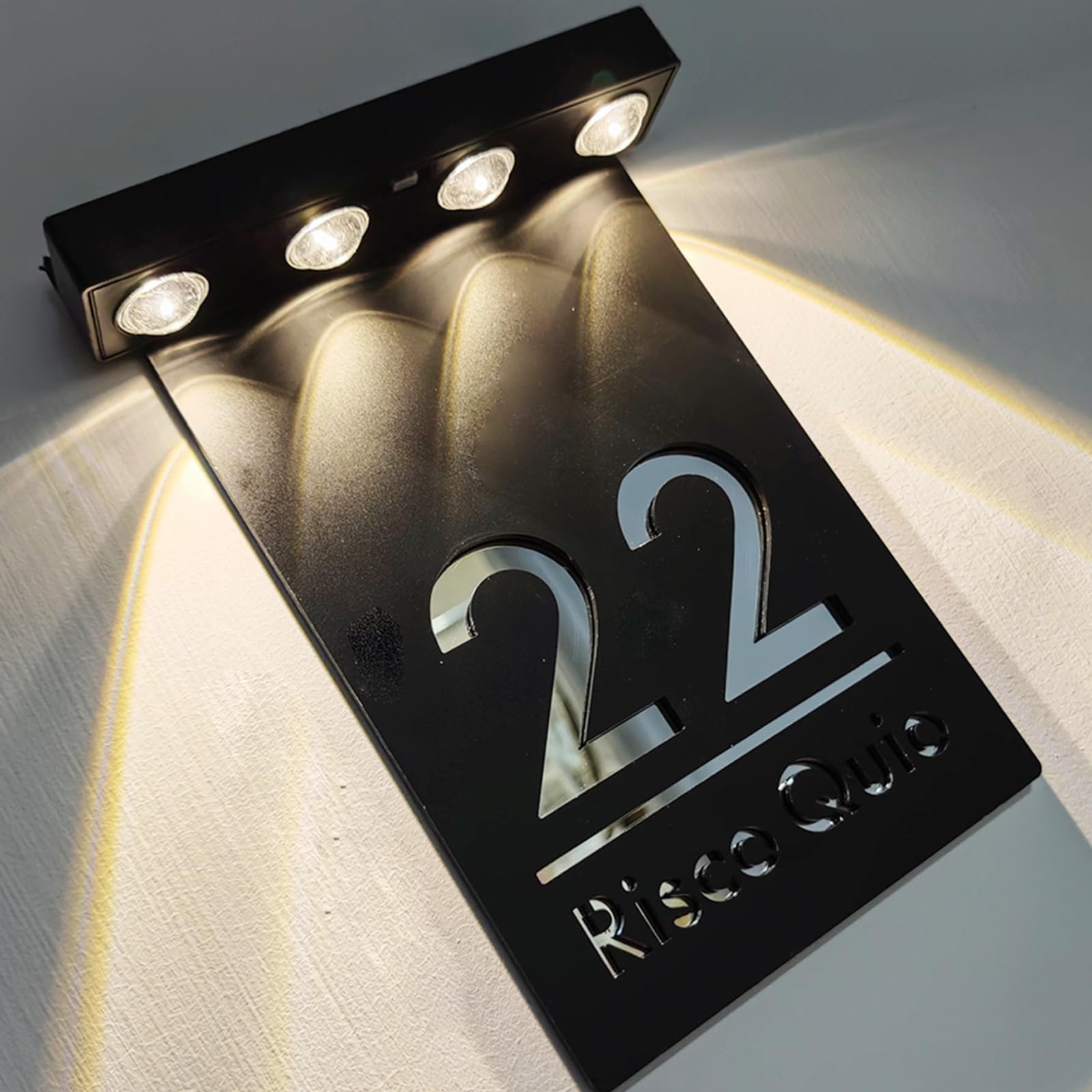 Numer Domu Solarnego, Zewnętrzny znak domu słonecznego LED Light Cut Adres Tabliczka z nazwą Ulica mieszkalna do domu i ogrodu