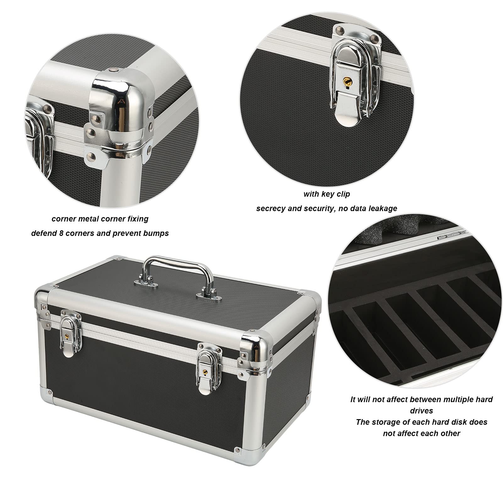 Boîte De Rangement Pour 10 Disques Durs 3,5 Pouces - Coffret Avec Serrure Et Clés - Protection Antichoc Et Humidité