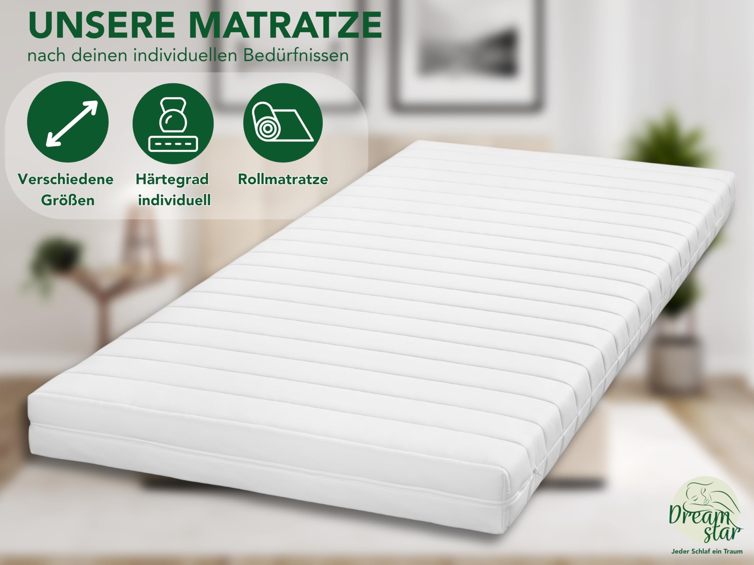 DREAMSTAR Easy Sleep Matratze 180x200cm H2 (weich)| Ergonomische Kaltschaummatratze | Hypoallergen & Antibakteriell | Bezug abnehmbar & waschbar | Öko-TEX® | (11cm, 180 x 200 cm)