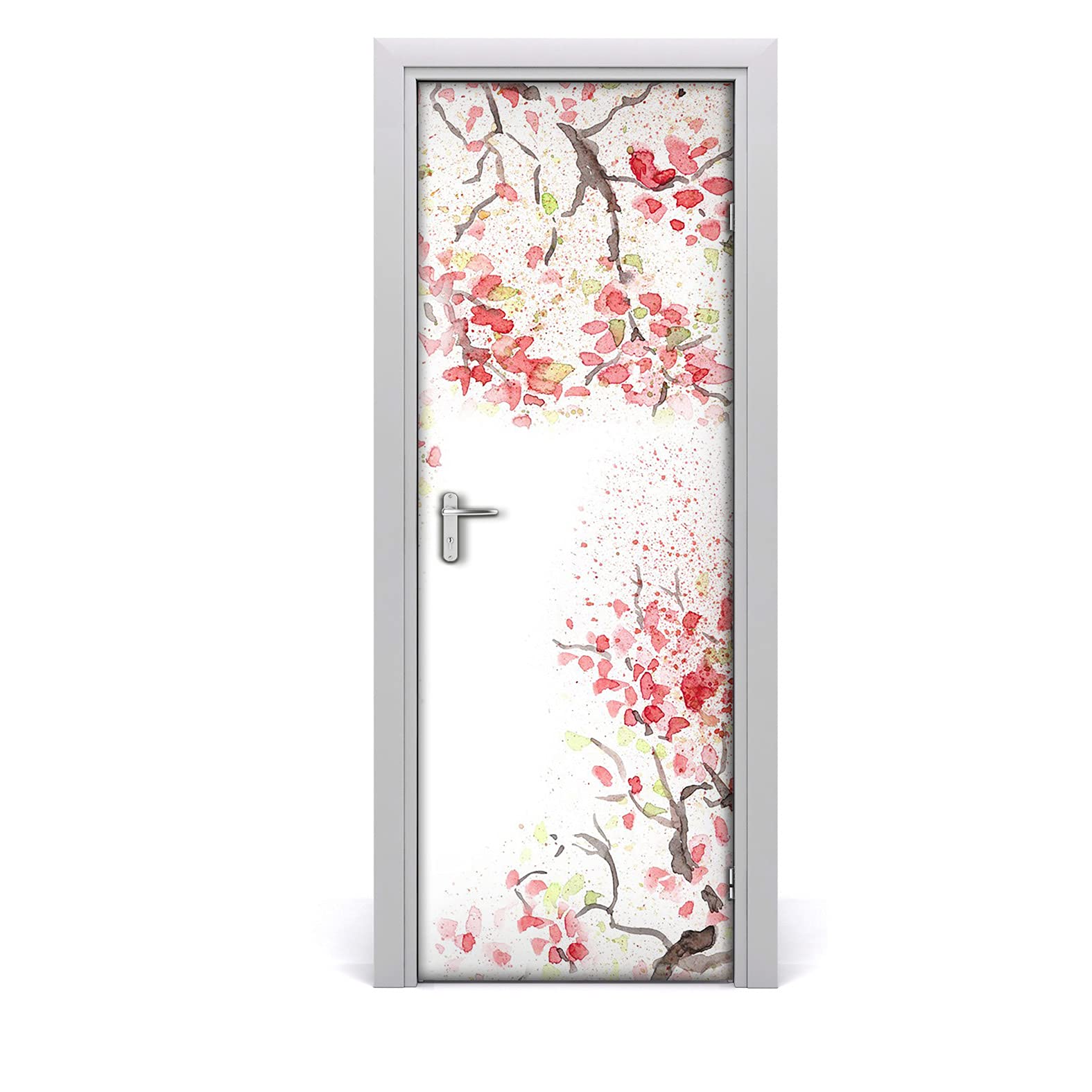 Autocollant de porte fleurs de cerisier 85x200cm papier peint mural décoration adhésive