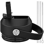 CHEETAH Straw Lid for Yeti Rambler Water Bottle 18 oz,26 oz,36 oz,46 oz,12 oz,64 oz,Straw Cap,Straws and Brush Include (Black)