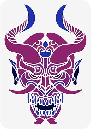 Miniatura 1 de FINGERINSPIRE Plantilla de fantasma de 11.7 x 8.3 pulgadas, plantilla de plástico con logotipo de demonio, máscara de fantasma reutilizable,