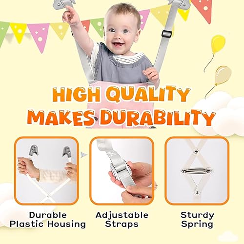 Miniatura 4 de Puentes de puerta de bebé, puente portátil para bebé, puerta de bebé con resorte fuerte y correa ajustable, configuración rápida y fácil de usar