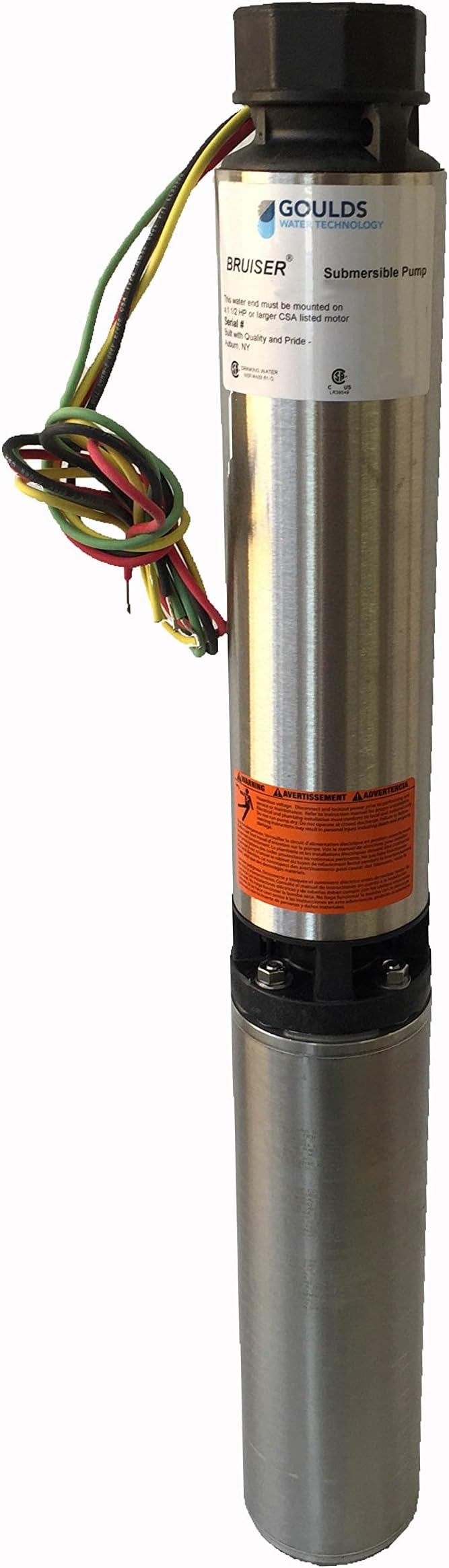 Goulds 18SB10412CL 4" Submersible Water Well Pump, 18 GPM, 1 HP, 8 Stages, 3 Wire, 230 V Control Box is REQUIRED but NOT INCLUDED Replaced by Goulds 18HS10412CL