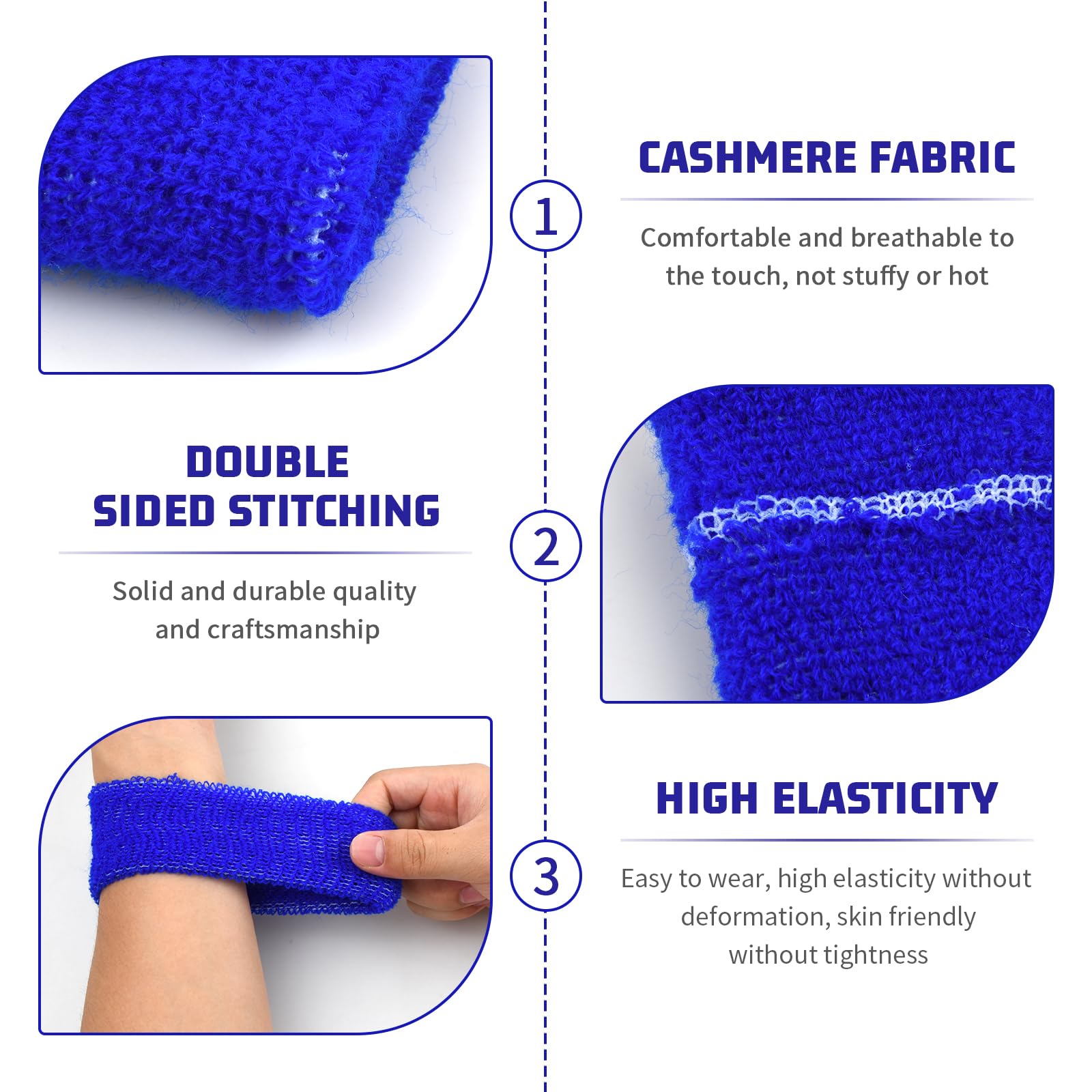 6 Braccialetti Sportivi Per Bambini - Fasce Da Polso Assorbisudore Per Basket, Calcio, Palestra (Blu) - Foto 5