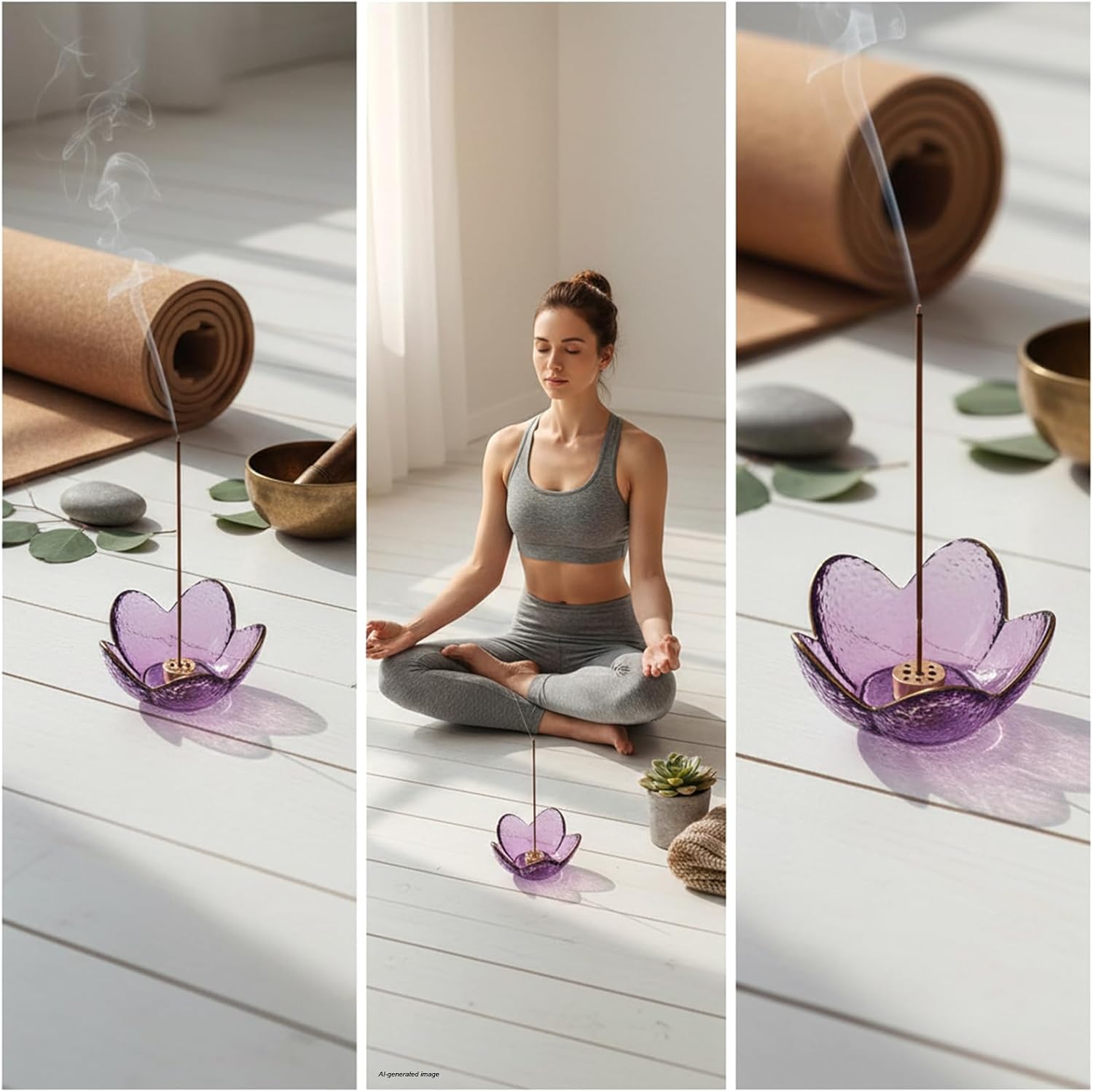 Flower Incense Holder, Crystal Purple