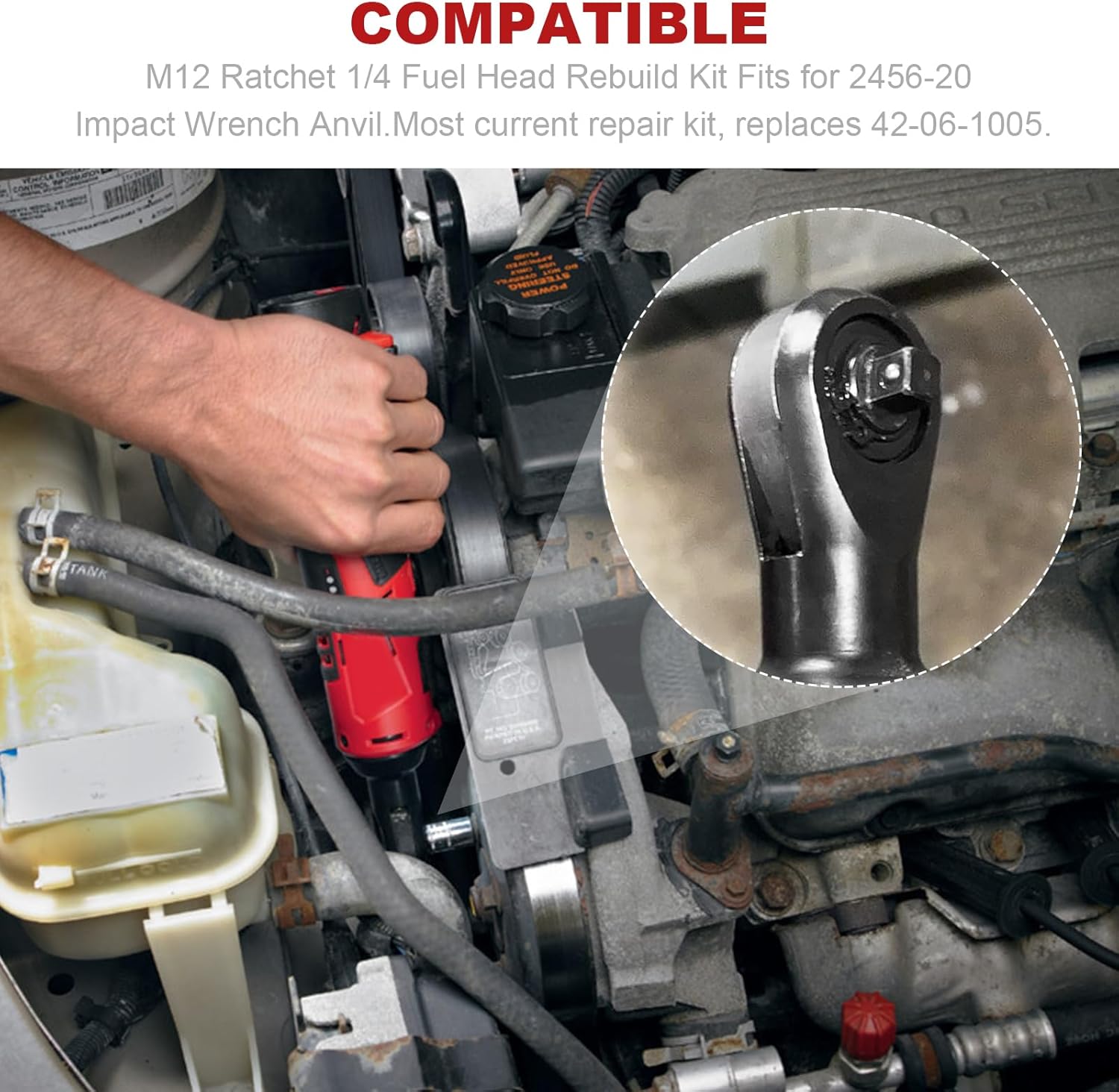Ratchet Head Anvil Repair Kit 42-06-1006 1/4 inch Replacement for Milwauke-e 42-06-1006, Compatible with 2456-20 electric ratchet