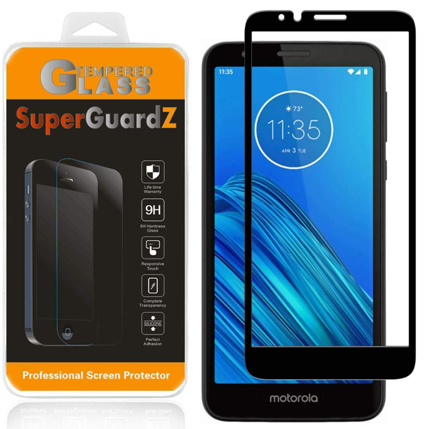 [2-Pack] for Motorola Moto E6 Screen Protector Tempered Glass [Full Coverage], SuperGuardZ, Edge-to-Edge, Anti-Scratch, Anti-Bubble [Lifetime Replacement]