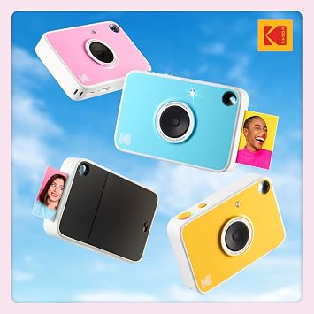 Kodak Printomatic+ Instant Print Digital Camera Starter Bundle + Carrying Case + Zink 20 Pack Self-Adhesive Photo Paper - 10MP, Full Color Photos, GB LED Status Indicator - Pink
