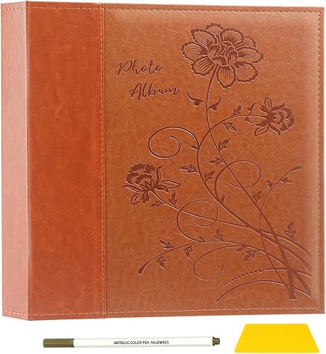 Artmag Álbum de fotos autoadhesivo para fotos de 3 x 5, 4 x 6, 5 x 7, 8 x 10, 40 páginas, cubierta de cuero, álbum magnético de bricolaje para