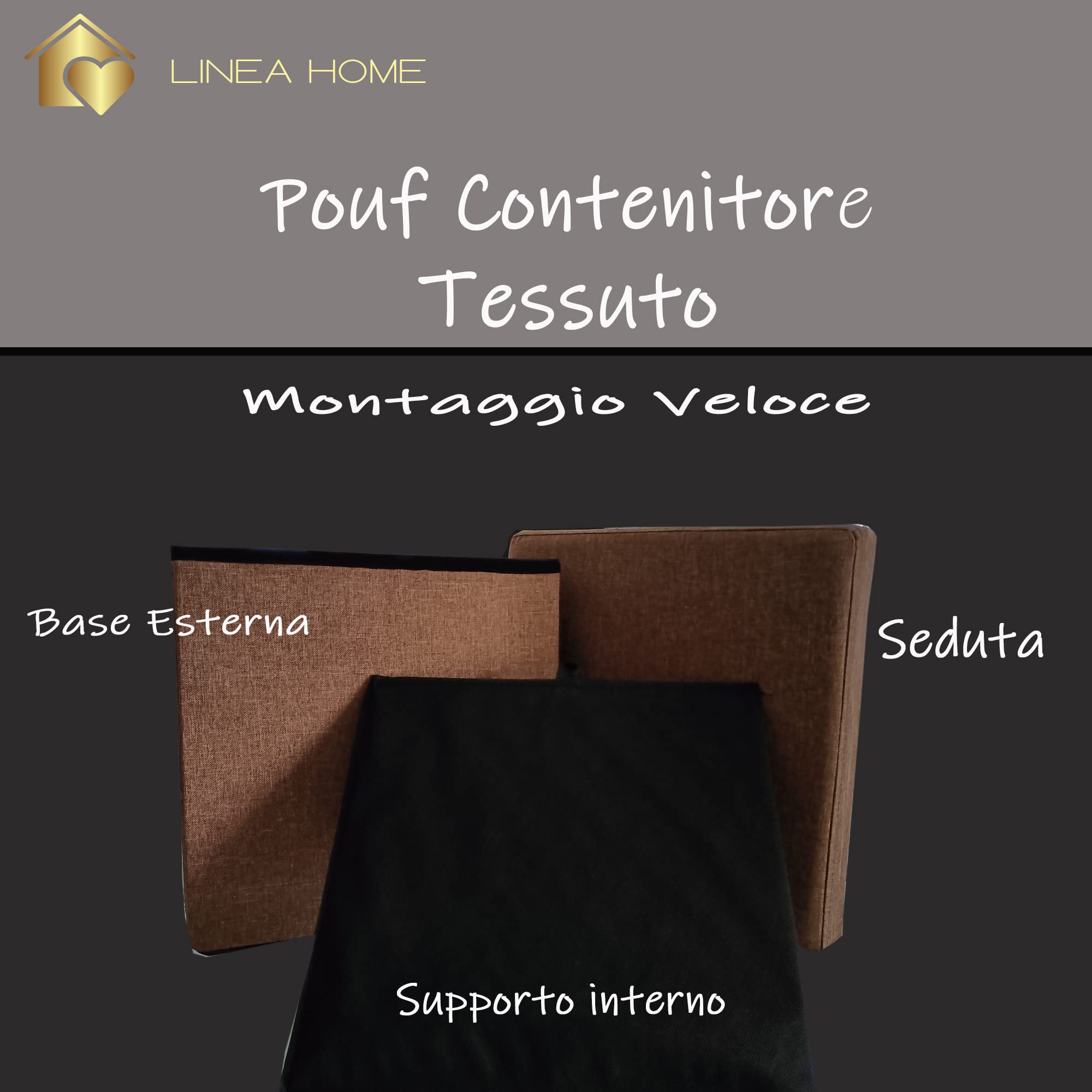 Home Tresor - Pouf Cassapanca Contenitore in Tessuto, Cubo Poggiapiedi Divano Sgabello Pieghevole, Portaoggetti Tavolino da Salotto Mis. cm. 38x38x38 (Bordeaux)