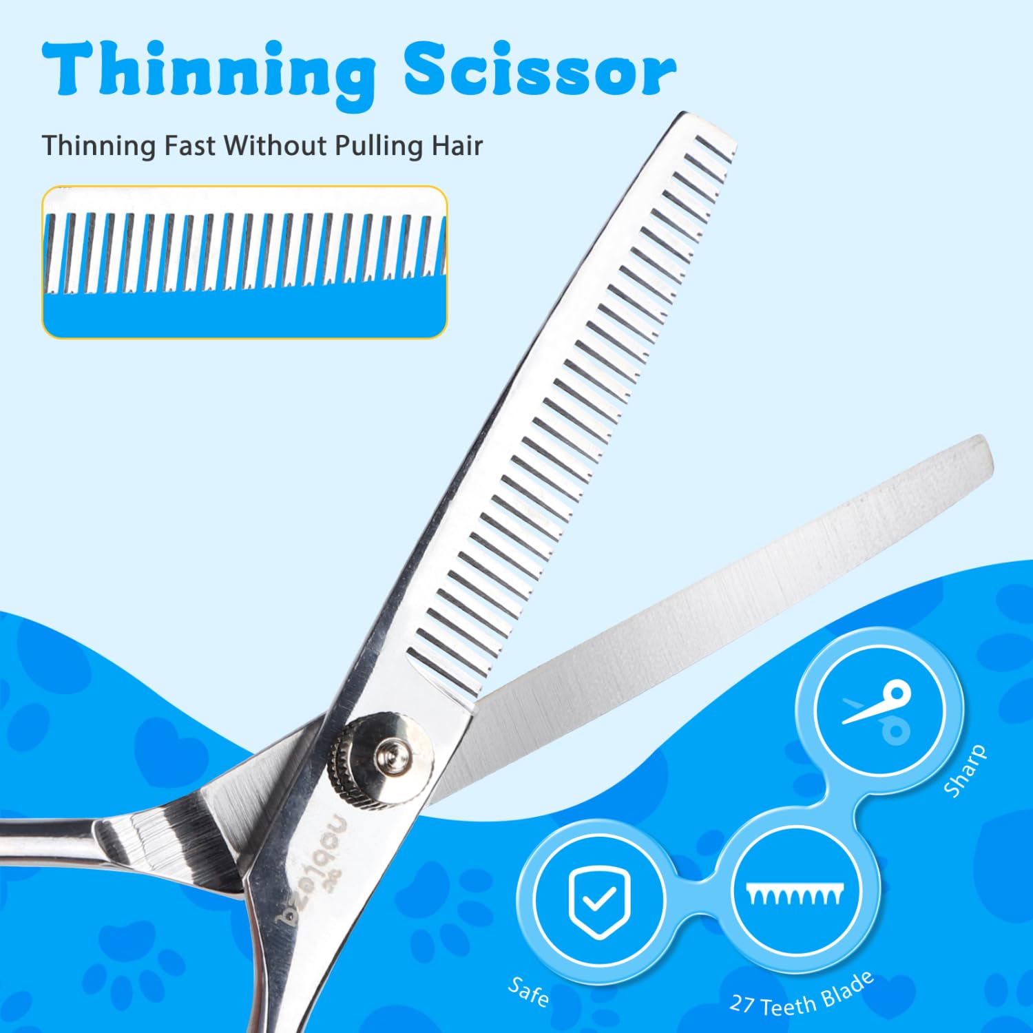 Nobleza 5 in 1 Dog Grooming Scissors, Dog Grooming Kit, Pet Thinning Curved Straight Scissors Groom Set including Dogs Comb - Image 3
