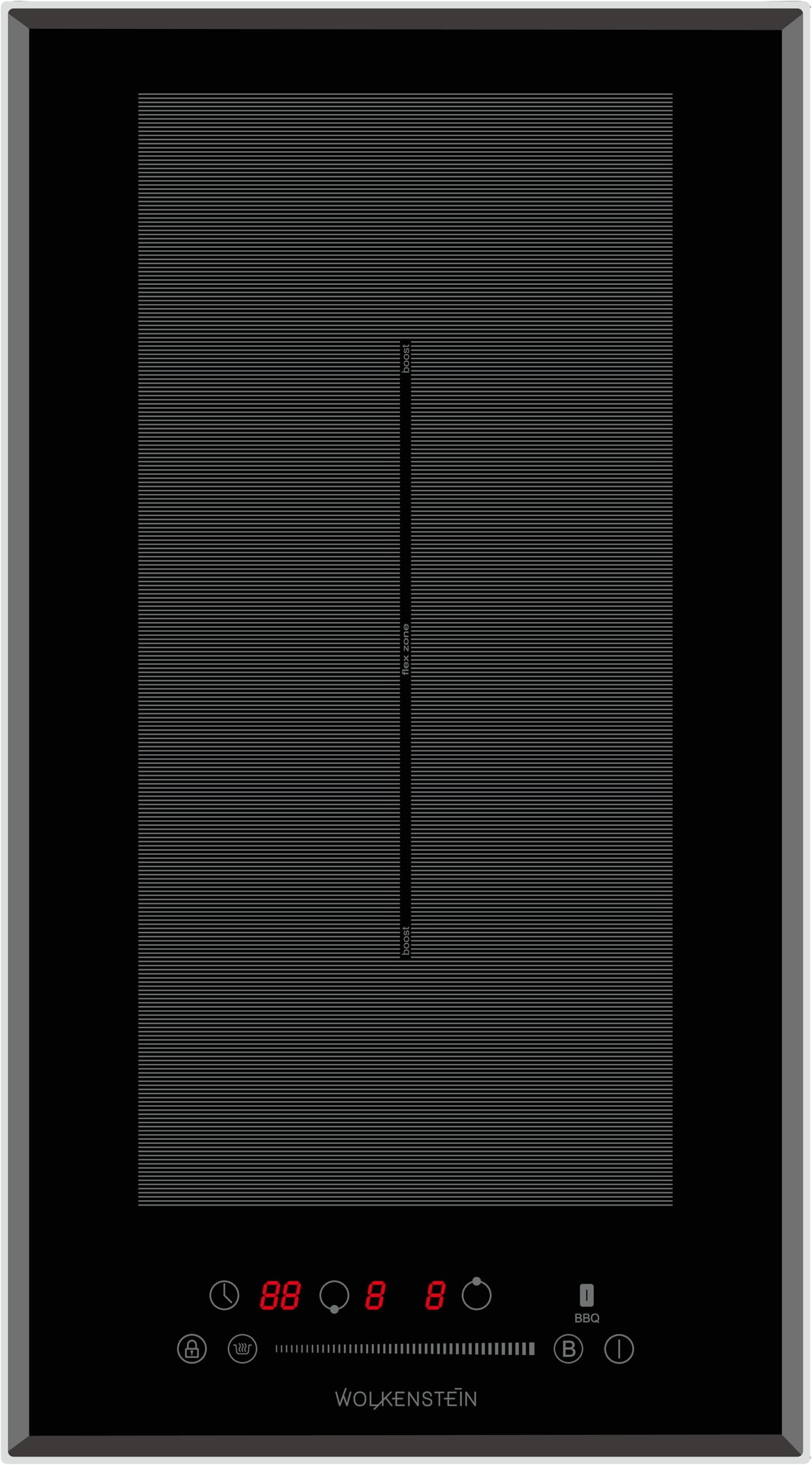 Wolkenstein WIF2-FZF Induktionskochfeld | 28,8 cm Breite | Kindersicherung | Doppel-Flexzone | Booster | Timer | Touch Control