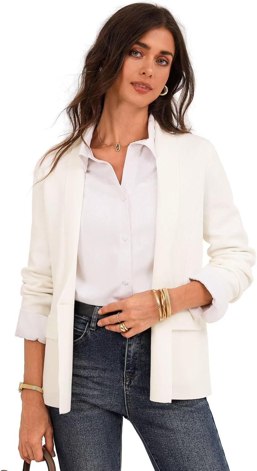 GRACE KARIN Blazers for Women Business Casual, Work Dressy Suit Jacket, Long Sleeve Open Front Spring Cardigan Sweater - Image 5