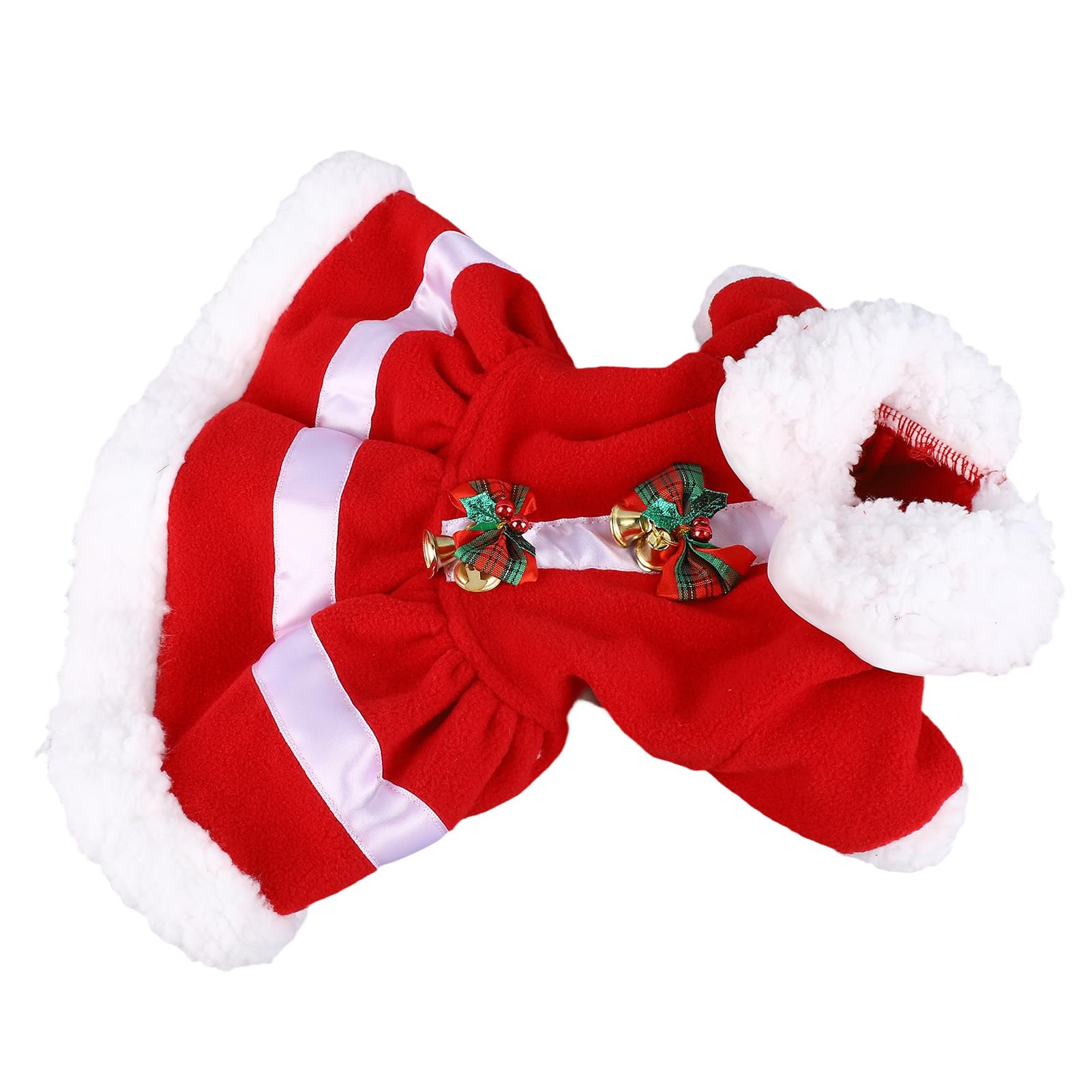 Dog Christmas Skirt, Dog Girl Clothes Holiday Outfit Kitty Clothing Red Skirt Apparel with Bell Puppy Winter Cold Weather Coat Pet Santa Costume for Small Medium Dogs Cats Girl (M) — image 1