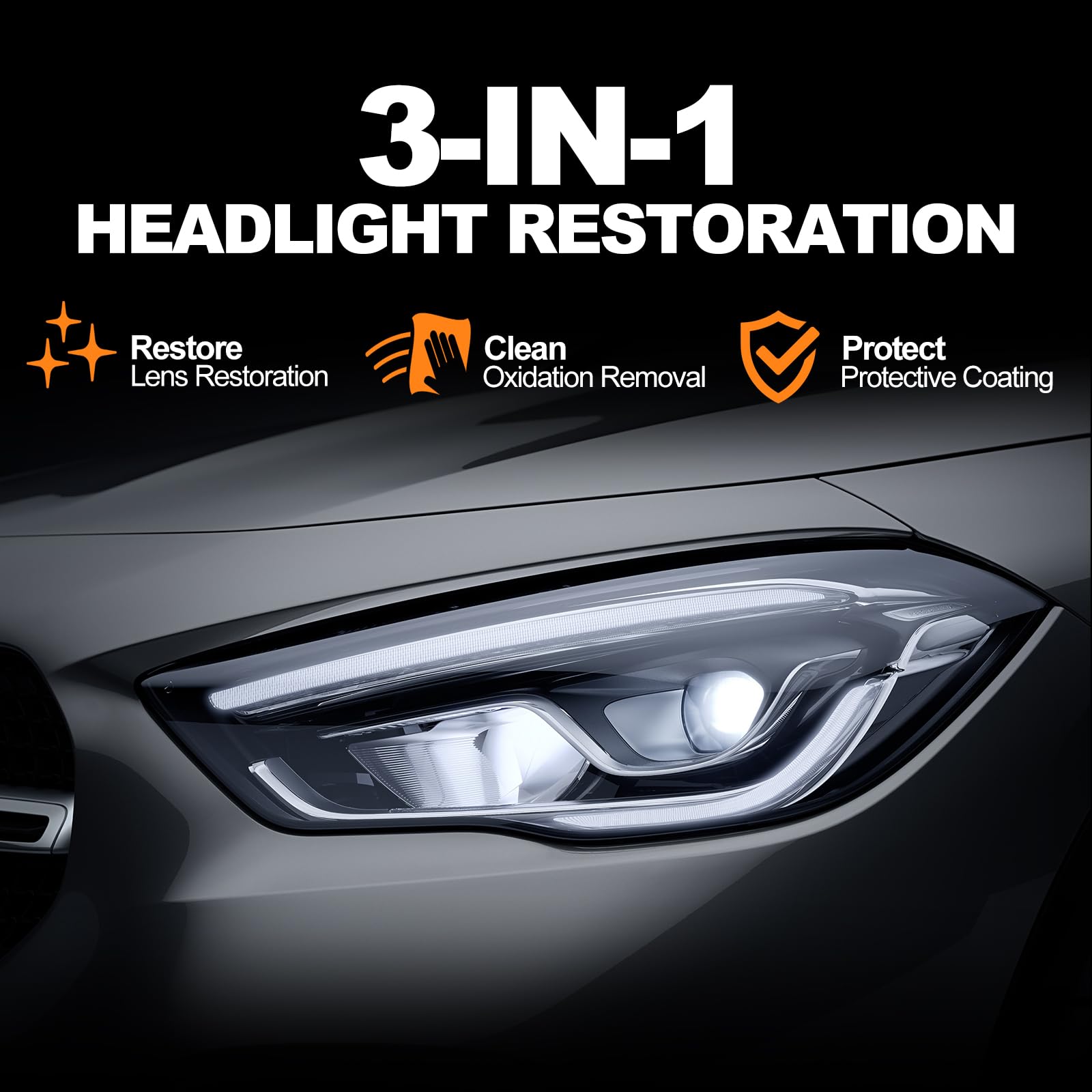 MineeCozee Headlight Restoration Kit Cleaner Restorer: Car Headlamps Oxidized & Yellowed Lens Repair with Protective Coating - Clear Bright Headlights for Trucks Motorcycles — view 2