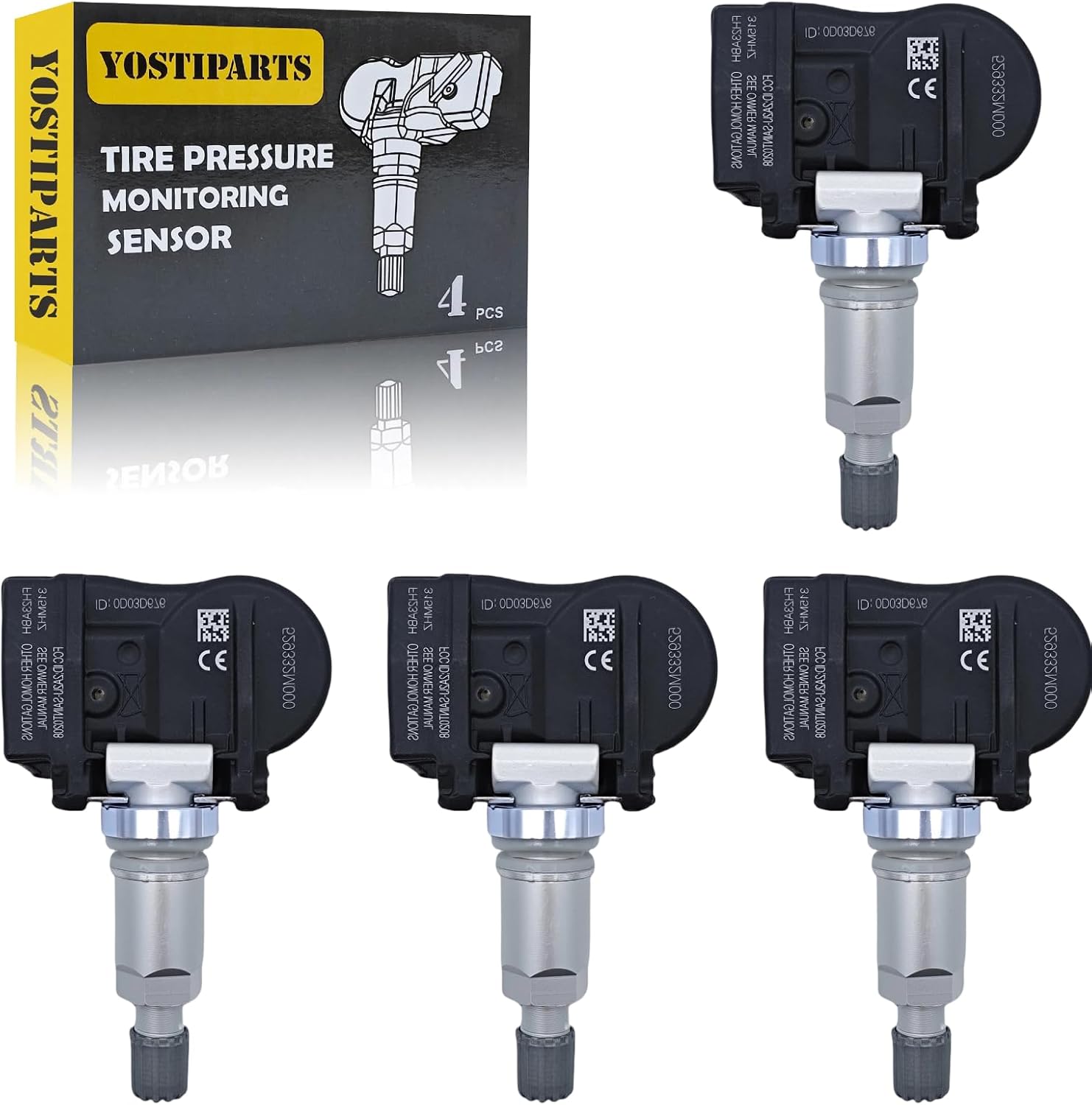 Tire Pressure Monitoring System Sensor (TPMS) Compatible with GT Genesis Coupe Sonata Cadenza Forte Optima Sorento Soul i-MiEV Lancer Mirage Outlander 529332M000 529331M000 529332L500 529332L700 4-pc