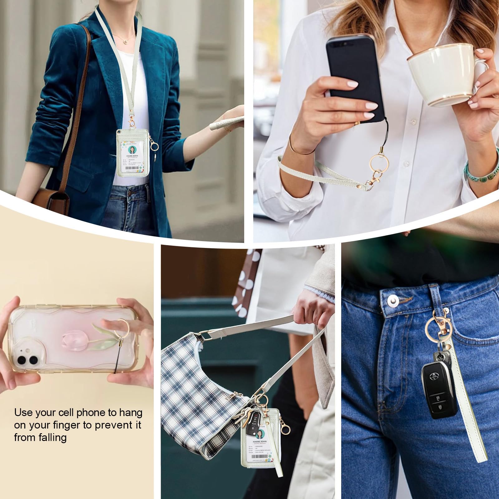 bolimoss 2-in-1 ID Badge Holder & Lanyard Wallet, Leather ID Badge Card Holder Wallet with 5 Card Slots - Image 2