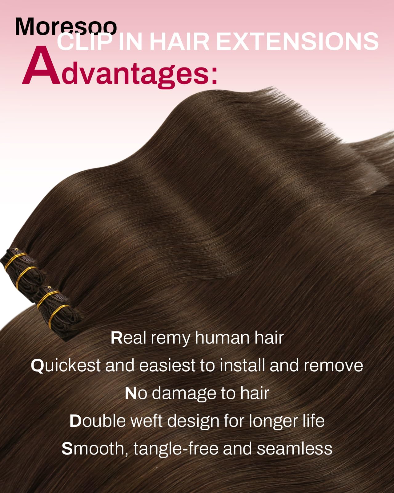 Moresoo Clip in Hair Extensions Real Human Hair Balayage Medium Brown and Blonde Real Hair Extensions Clip in Human Hair for Women Full Head 22 Inch 7pcs/120g #4/6/613 — view 230