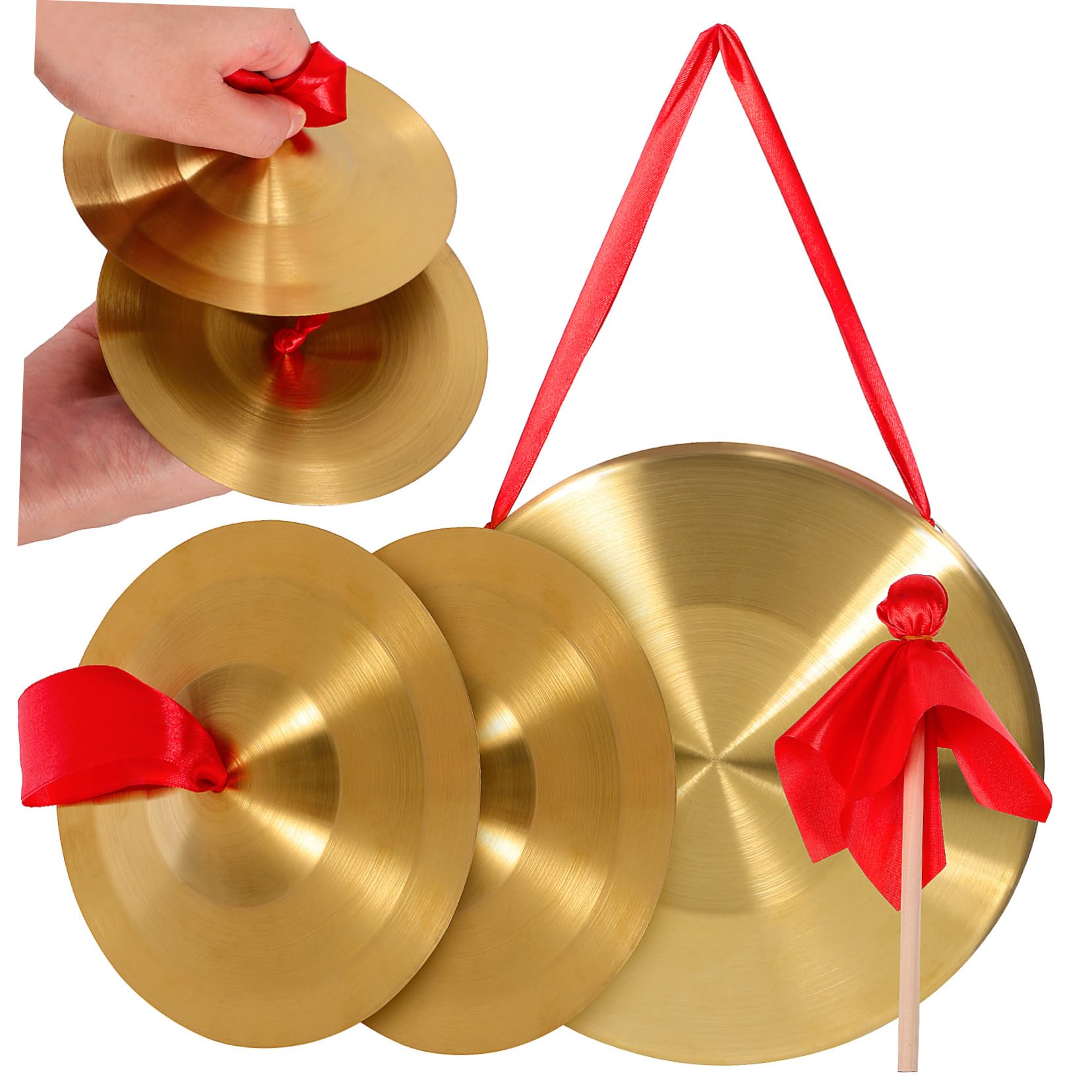 ifundom Chinese Gong Cymbals Set 22cm Gong 15cm Cymbal Pair Versatile Percussion Instrument