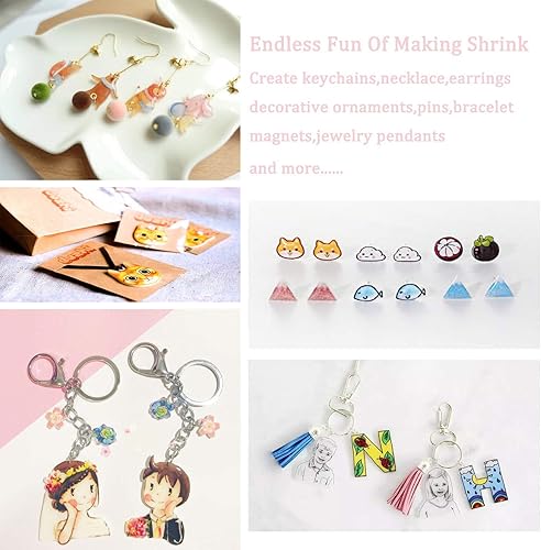Miniatura 5 de Xmfdty Kit de llavero de hojas de plástico retráctil, 215 piezas de papel de películas retráctiles, incluye 25 hojas de papel de arte retráctil con