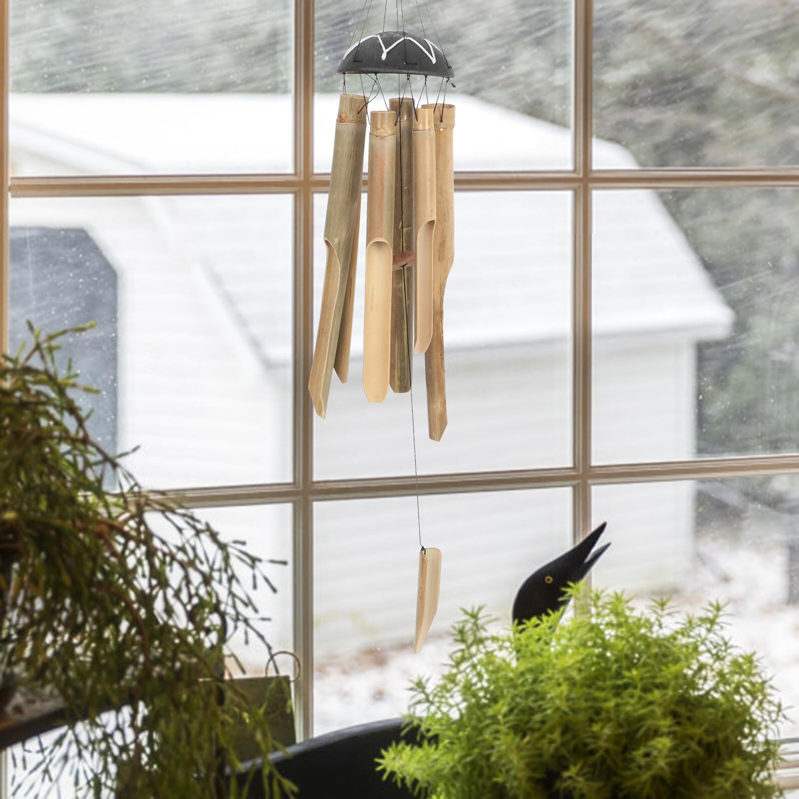 Abaodam Campanelli Eolici in Bambù Grandi Per Esterni, Decorazioni Patio e Cortile, Campanelli Eolici Boho Con Melodia Rilassante, Resistente Bambù Naturale Per Giardino e Inaugurazione Casa