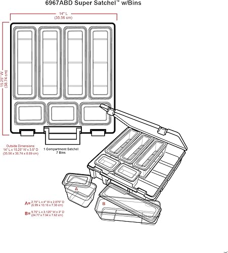Miniatura 22 de AB Designs 6967ABD Super Satchel con 9 contenedores mezclados en el interior, contenedor apilable para organización de almacenamiento en el hogar,