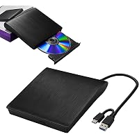 External DVD Drive with High-Speed Read/Write Support 8X DVD &amp; 24X CD, Bus-Powered USB 2.0/3.0 &amp; Type-C Compatible Optical Dr