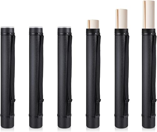 Henoyso 6 tubos extensibles para póster con correa (24.5 a 40 pulgadas), soporte para planos y estuche de transporte para mapas, documentos, obras