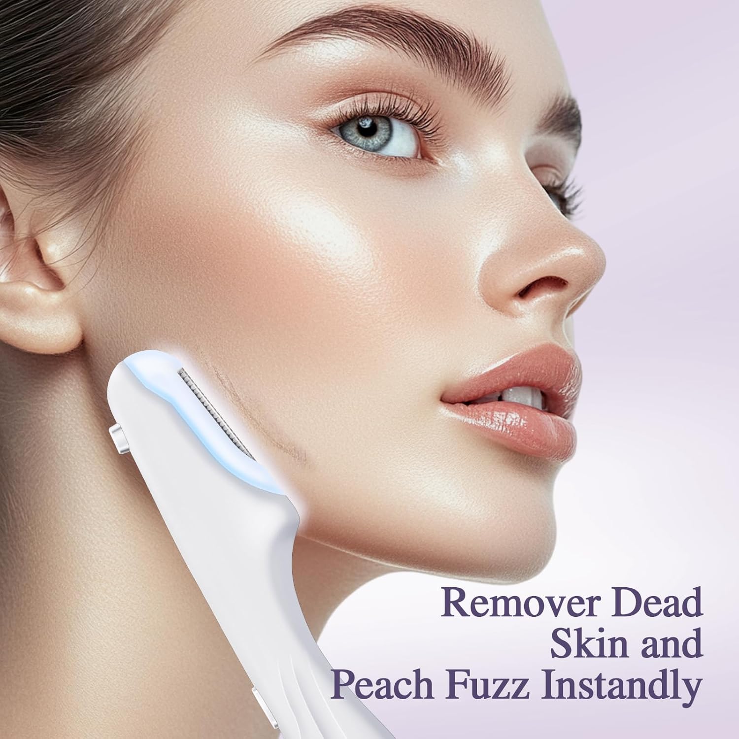 Dermaplane Razor for Women Face,Sonic Dermaplane,Sonic Dermaplaning Tool,Face Shaver Facial Hair Removal & Peach Fuzz Romover - 12 Blades (White blades accessories)