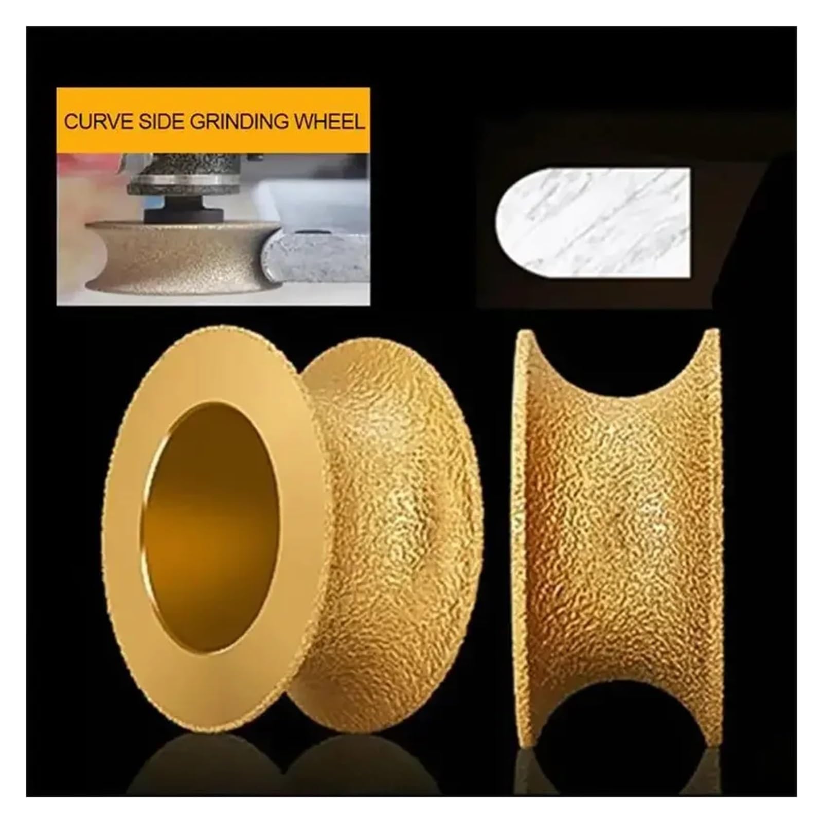 Edge Diamantschleifscheibe 20 mm Bohrungsdurchmesser, 3 Zoll, 75 mm, rund, gelötete Diamant-Schleifscheibe, halbrunder Rand, Marmor-Stein-Kantenprofil-Schleifscheibe(Round Wheel 15mm)