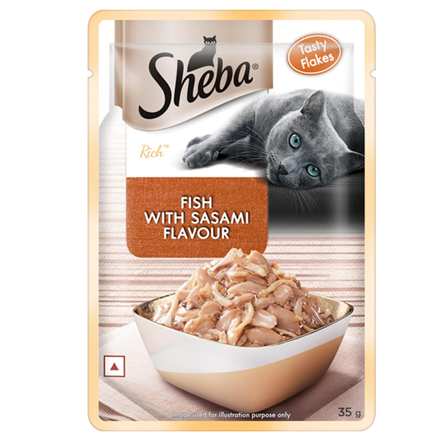 Sheba Rich Premium Adult (1+ Years) Wet Cat Food, Fish with Sasami Flavour, 35 g Pouch, High-Moisture Wet Food for Healthy Hydration